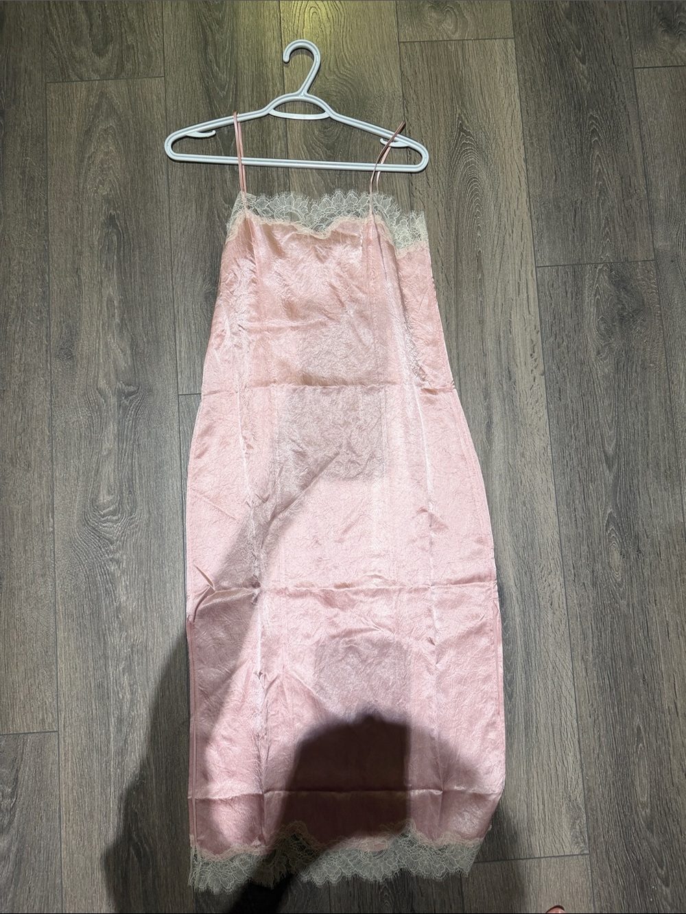 Arket Blush Pink Satin Lace-Trim Slip